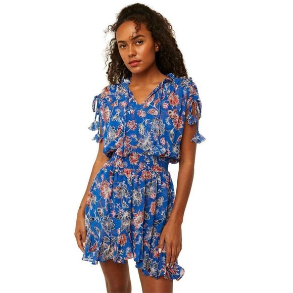NWT Misa Los Angeles Dominique Dress In Sireneuse Floral Ruffle Mini Medium $365 - Picture 1 of 9